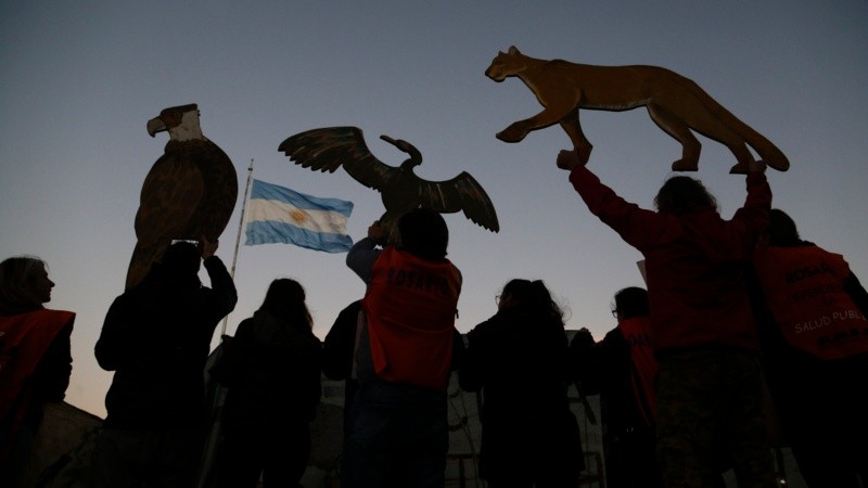 Una multitud en el Monumento se reunió para decir basta a la quema en las islas. 