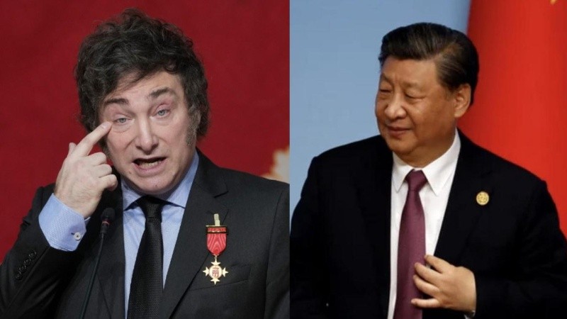 Los presidentes Javier Milei y Xi Jinping.